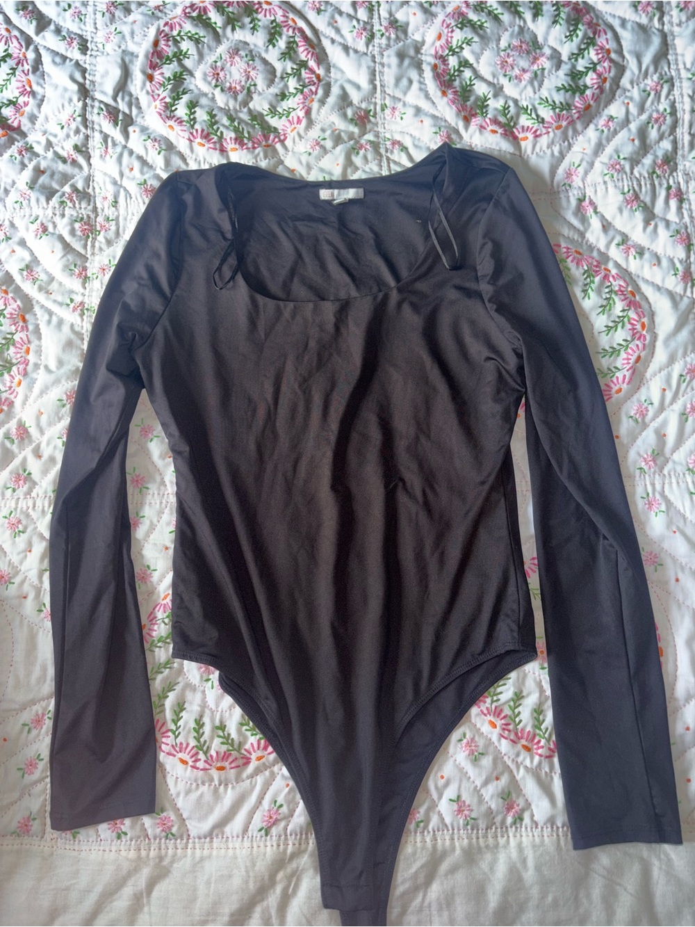 Gianni Bini black square neck Long Sleeve Bodysuit